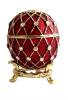 Réplique œuf de Fabergé Les filets dorés rouge avec des strass fabrication artisanale T3580