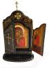 Icone Russe Religieuse Orthodoxe Triptyque Notre Dame de Kazan Noir et Doré création russe T6598