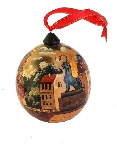 Boule de Noel en bois  peint - Saint Pétersbourg T8415