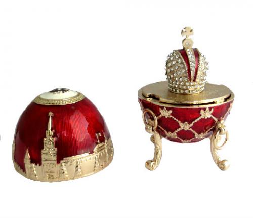 Copie oeuf Fabergé - La Couronne de Moscou Rouge fabrication artisanale T5446