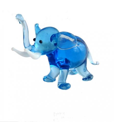 Sujet en verre bleu - Elephant T4617