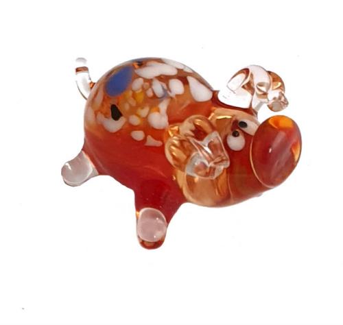 Sujet en verre soufflé - Cochon T5072