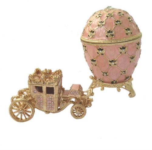 Copie oeuf Fabergé -  Le Couronnement  Rose et Or fabrication artisanale T3373