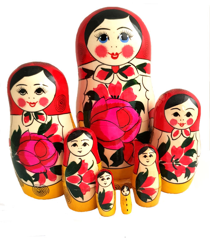 Matriochka russe fleurs 5 pièces artisanat russe
