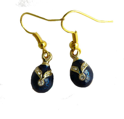 Boucles d oreilles style Fabergé noir et doré fait par un créateur russe T6260