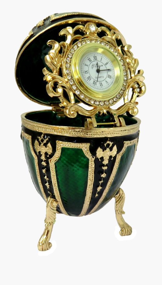 Copie oeuf Fabergé vert - "L'horloge"T5869