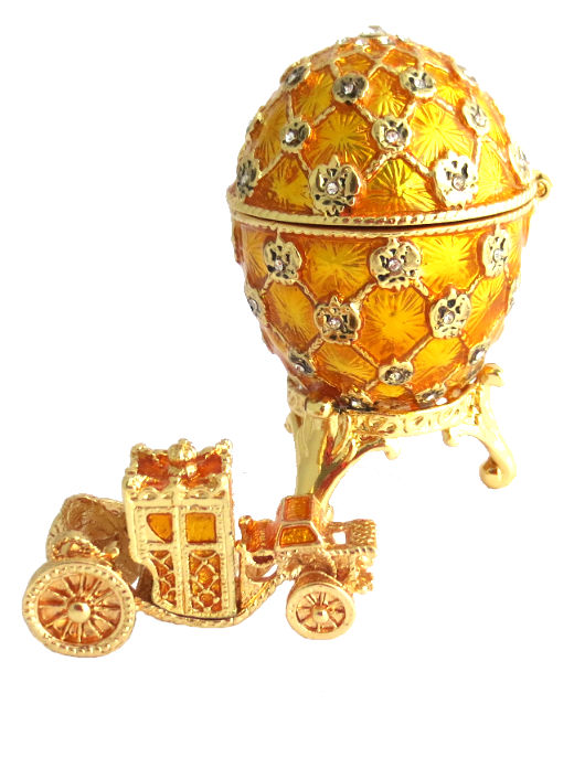 Copie oeuf de  Fabergé - "La Charette " Or fabrication artisanale T3382