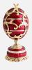 Copie œuf de Fabergé Boite à musique rouge et or bouquet de fleurs fabrication artisanale T4916