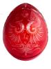 Oeuf en verre reproduction Fabergé Aigle à deux têtes rouge et blanc gravé à la main