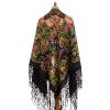 Foulard russe noir à motifs traditionnels 100% laine  Gitan Asa