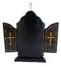 Icone Russe Religieuse Orthodoxe Triptyque Notre Dame  Noir et Doré création russe T9600