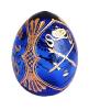 Oeuf en verre Copie Fabergé  bleu et doré gravé à la main T5739