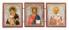 Triptique  en bois, double gaufrage Sauveur-Vladimirskaya Mère de Dieu - Saint Nicolas T9573