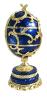 Copie œuf de Fabergé Boite à musique bleu et or bouquet de fleurs fabrication artisanale T5248