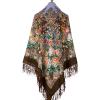 Foulard russe à motifs traditionnels marron 100% laine