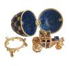 Copie oeuf Fabergé -  Le Couronnement  Bleu et Or fabrication artisanale T3373