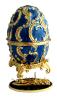 Réplique œuf de Fabergé  La Boite  Bleu et Or fabrication artisanale T3370