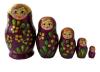 Matriochka Famille 5 pieces violet peinte à la main, un souvenir russe