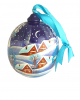 Boule de Noel en bois peint - Fille de neige T9087