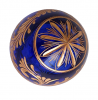 Oeuf en verre Copie Fabergé  bleu et doré gravé à la main T5741
