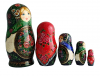 Poupée russe 5 pièces traditionnelle avec les fleurs T8901