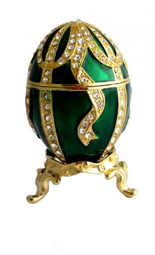 Réplique œuf de Fabergé La Boite Vert et Or fabrication artisanale T3393