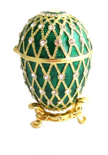 Copie œuf de Fabergé La Boite vert et or avec des strass fabrication artisanale T3391