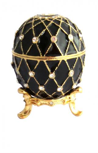 Copie œuf de Fabergé La Boite  Noir et Or fabrication artisanale T2773