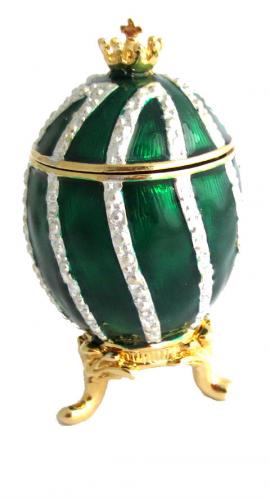 Réplique œuf de Fabergé La couronne vert,or et argent fabrication artisanale T3379