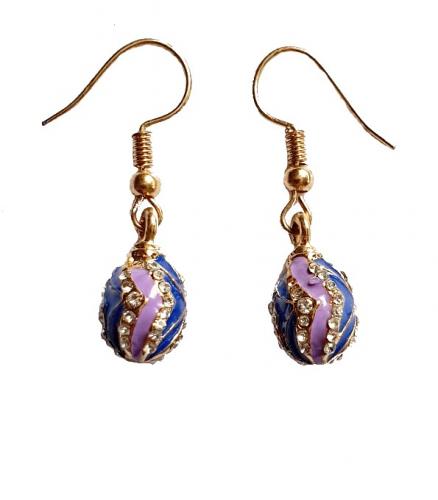 Boucles d oreilles style Fabergé violet et bleu fait par un créateur russe T3912