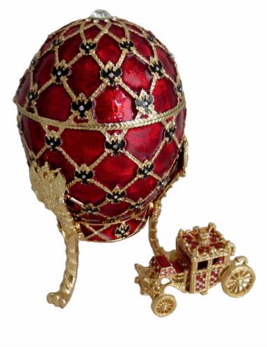 Copie oeuf Fabergé Rouge et Or fabrication artisanale T4671