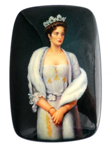 Boite laquée - Portrait d'Impératrice Alexandra Fedorovna l'épouse de Nicolas II T0094