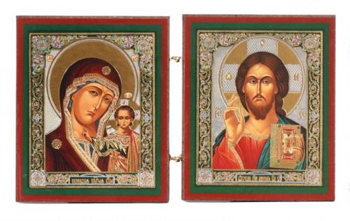 Double icône pliante Christ - Notre-Dame de Kazan T9583