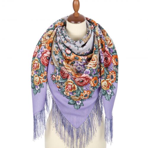 Foulard à motifs traditionnels 100% laine --Frange en soie - Lettre d'amour T8558