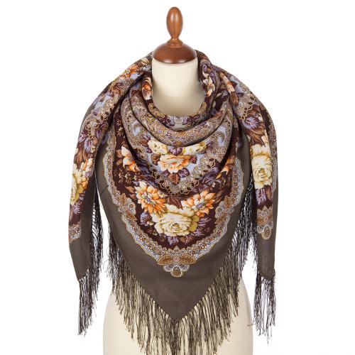 Foulard à motifs traditionnels 100% laine - Frange en soie-Temps pour les miracles T871018822