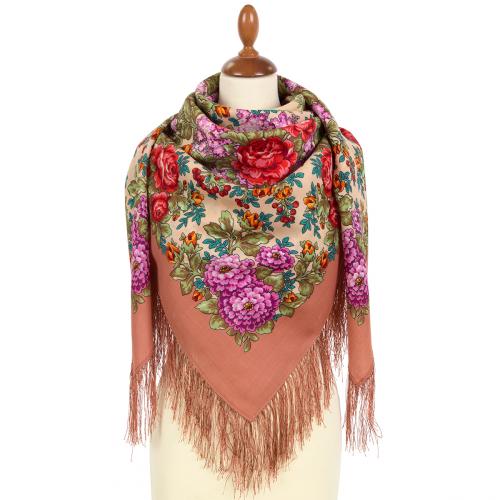 Foulard à motifs traditionnels 100% laine - Frange en soie - Royal Courtyard T9929