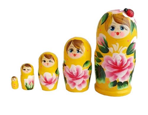 Matriochka fleurs 5 pieces peinte à la main, un souvenir russe