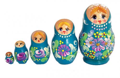 Matriochka Verte Famille 5 pieces, un souvenir russe