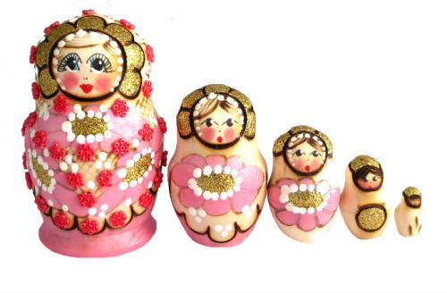 poupée russe rose 5 pièces artisanale