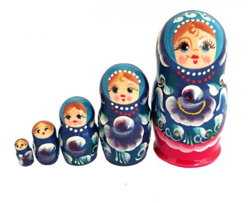 Matriochka Famille 5 pieces peinte à la main, un souvenir russe