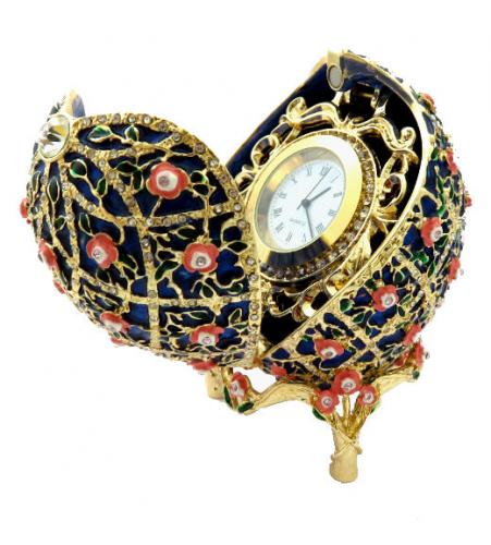 Copie oeuf Fabergé multicolore - L'horloge T5872
