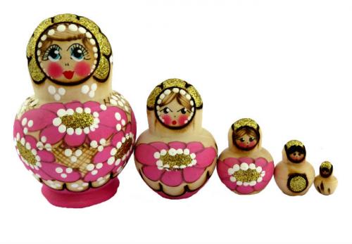 poupée russe rose 5 pièces fabrication artisanale