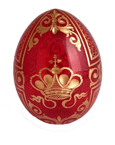 Oeuf en verre Copie Fabergé  Rouge transparent gravé à la main T8030