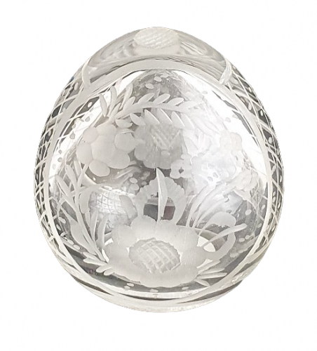 Oeuf en verre Copie Fabergé  Blanc transparent gravé à la main T9799